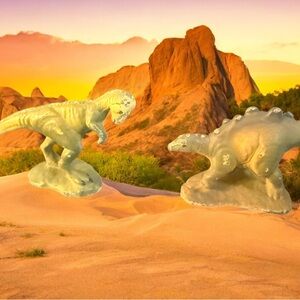 Lot of 2 1997 AMBLIN Metal Die Cast Dinosaurs Stegosaurus Pachycephalosaurus VTG